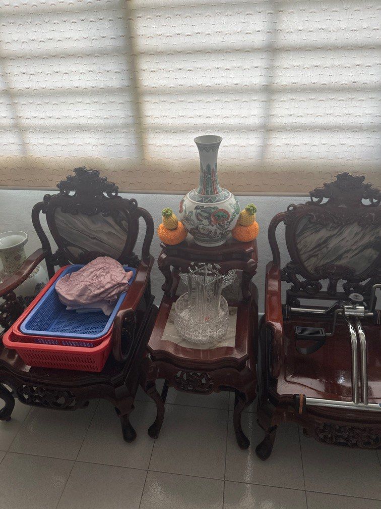 Traditional Rose Wood with genuine Marble backing furniture set