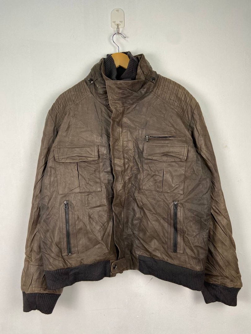Vintage japanese brand leather jacket oversized XXL jaket konvoi ...