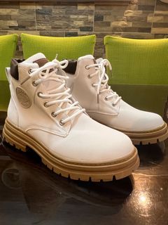 White Chunky Combat Boots