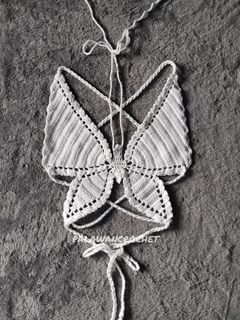White Crochet Butterfly top