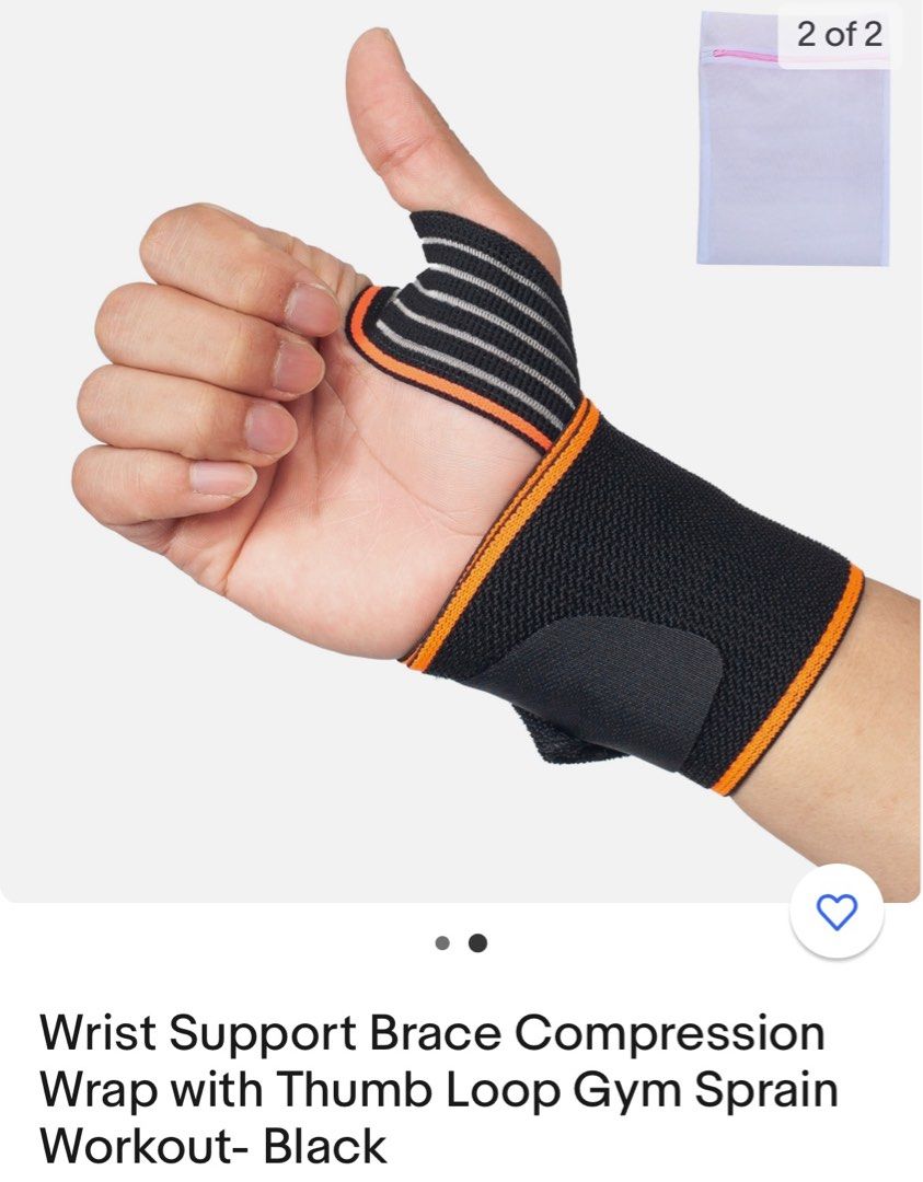 Wrist Support Brace Compression wrap with thumb loop gym sprain workout