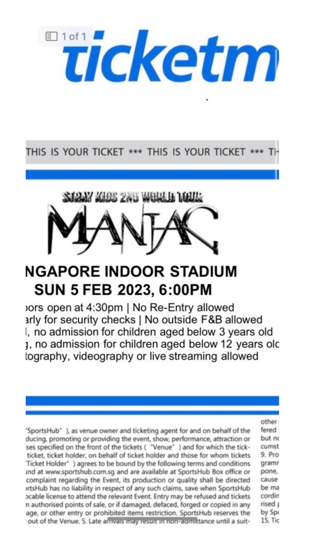 WTS SG SKZ STRAY KIDS Maniac Singapore ticket, Tickets & Vouchers