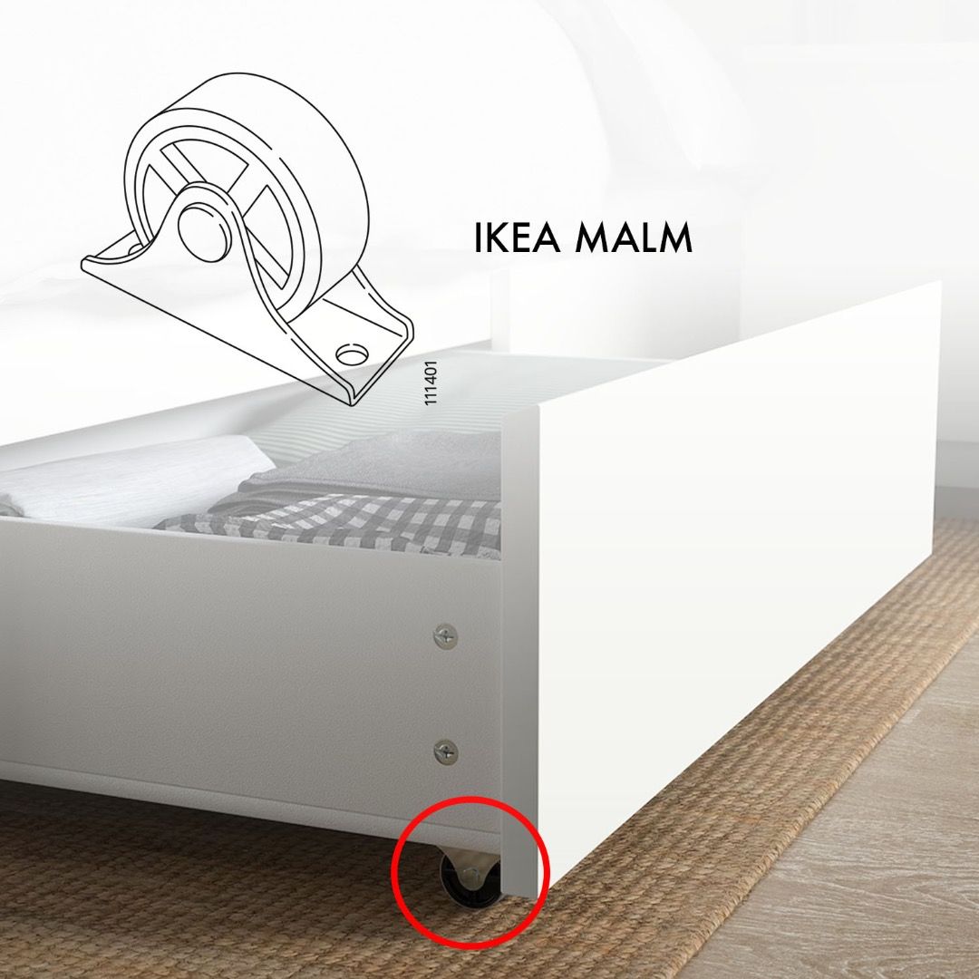 x10 IKEA Under Bed Drawer Castor Wheels (Part No. 111401), Furniture