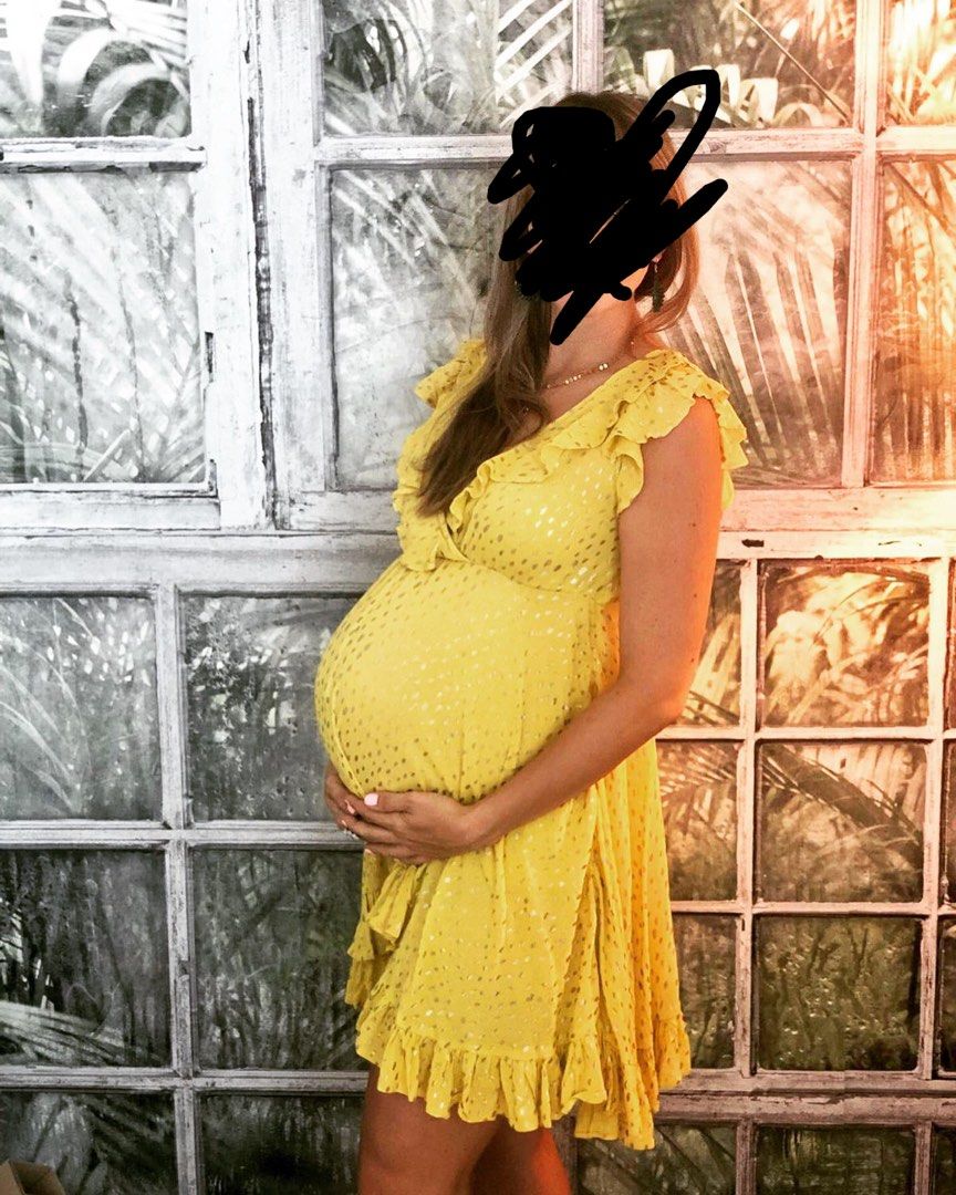 Yellow lace hotsell maternity dress