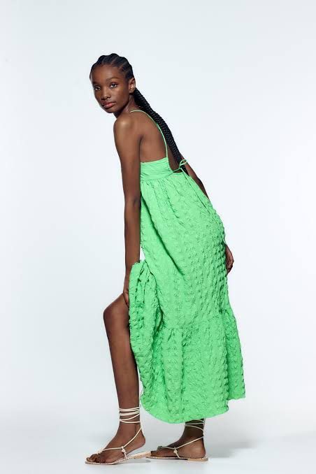 Green maxi 2025 dress zara