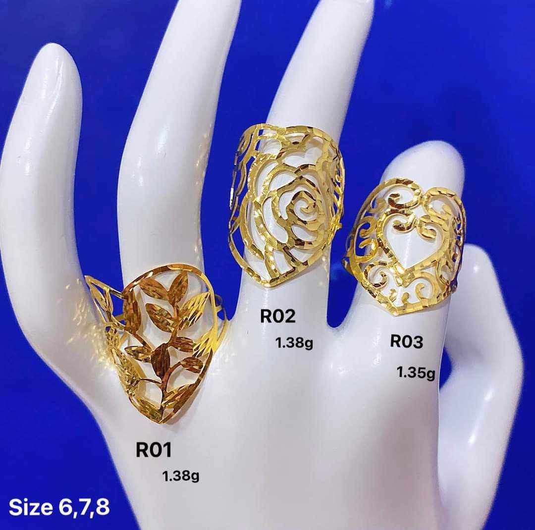 18k Saudi Gold Ring R01 & R02 - 4,878 R03 - 4,785, Women's Fashion ...