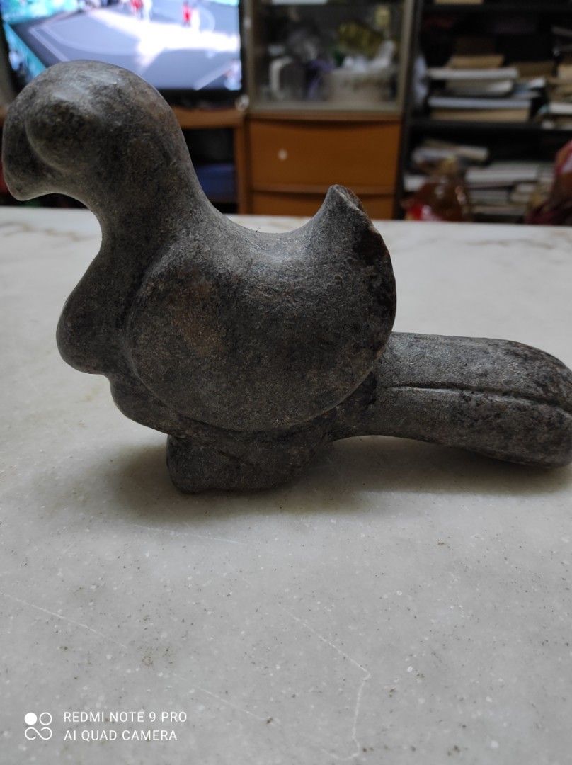 定番人気！ 中国 玉石彫刻 鳥親子 香炉 唐木台付 M 5529A 彫刻