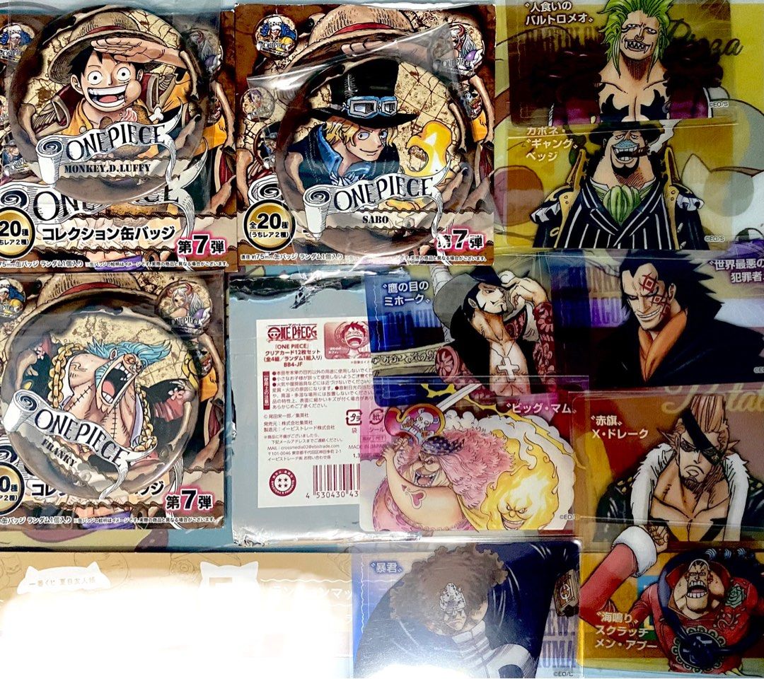 $20 set - Shonen Jump - one piece luffy , sabo, franky badge and clear  card, Hobbies  Toys, Memorabilia  Collectibles, Fan Merchandise on  Carousell