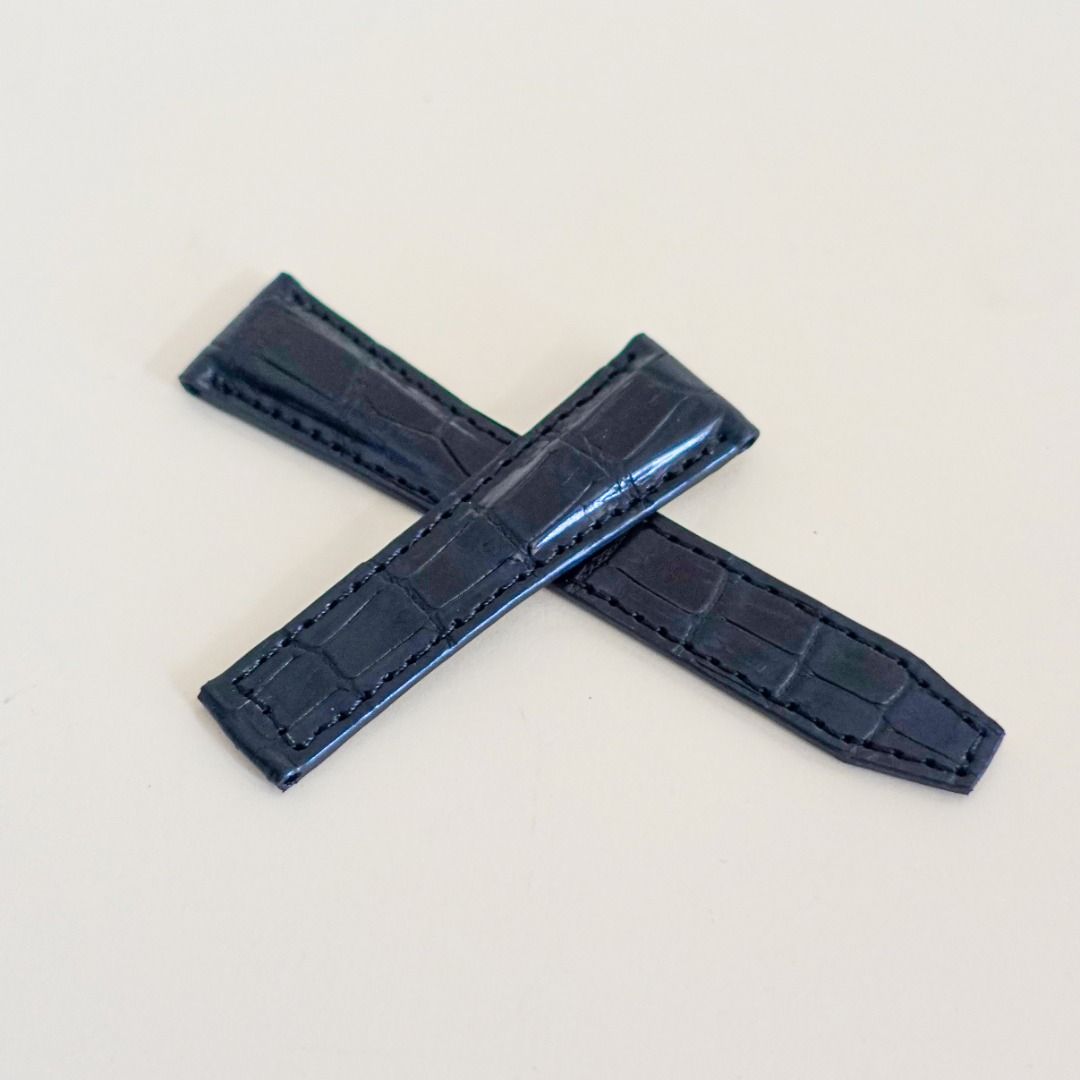 23mm 16mm Custom Black Genuine Crocodile Belly leather strap for Rolex watches