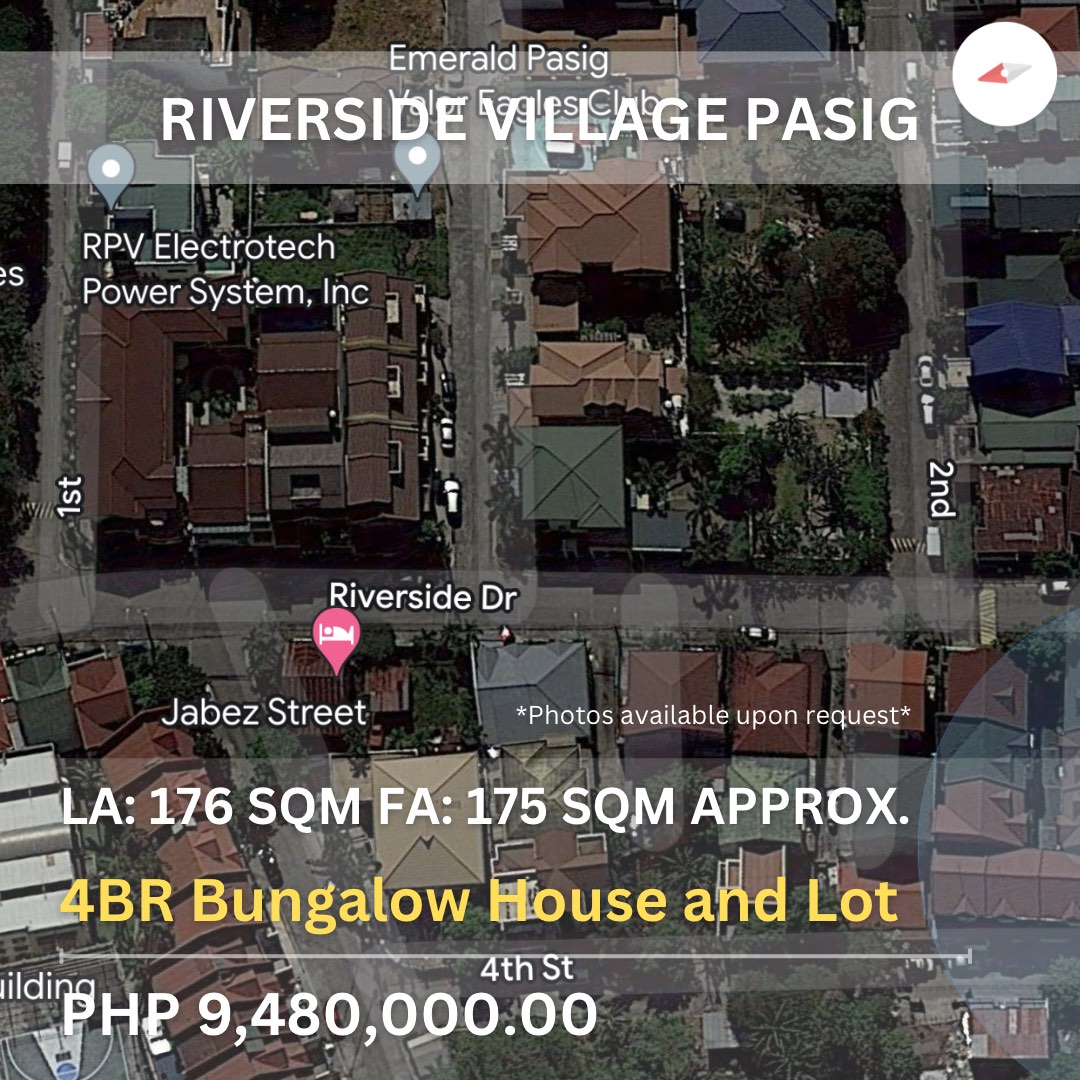 4BR Bungalow H&L Along Drive of Riverside Village Pasig, Property, For