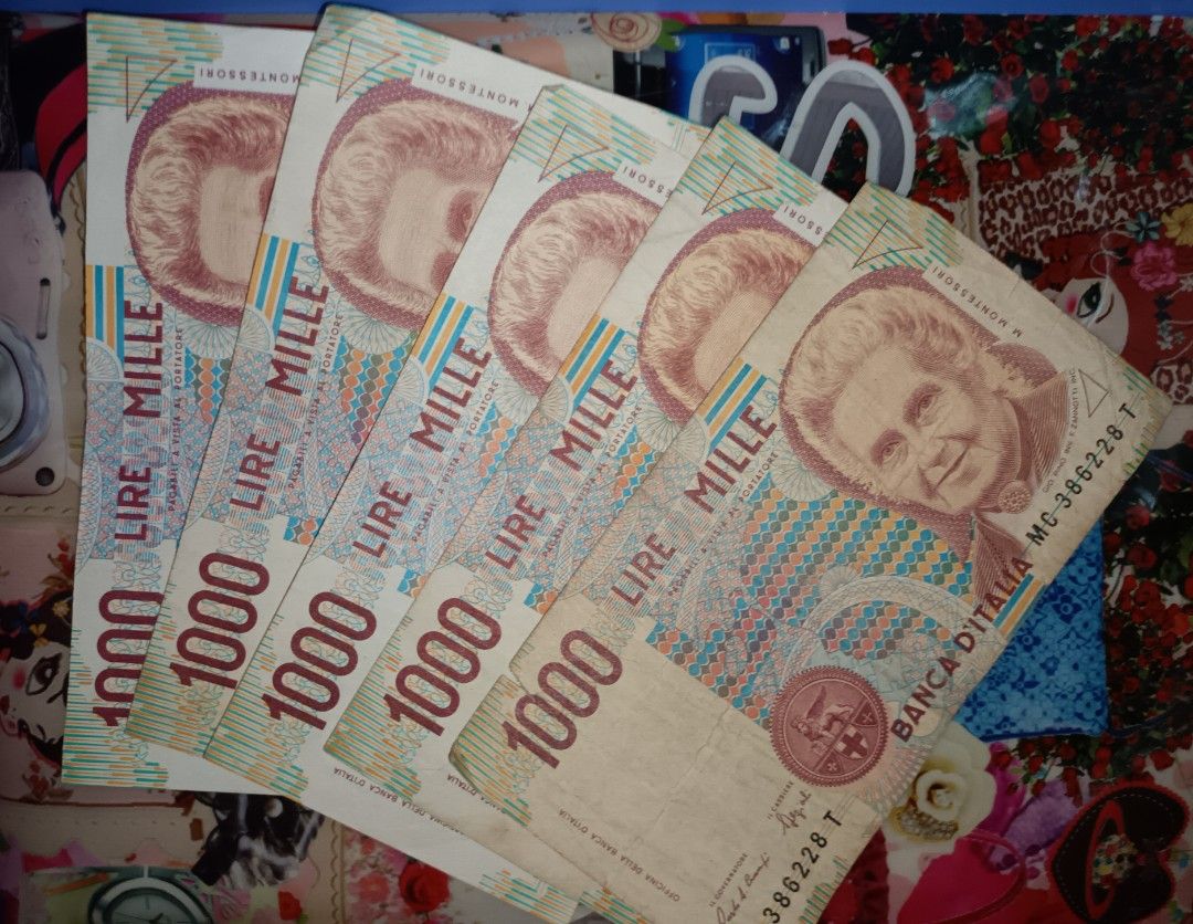 5)意大利舊紙幣1990 Rare Italy 1000 Lira Note 收藏品Collection, 興趣及遊戲, 收藏品及紀念品, 錢幣-  Carousell