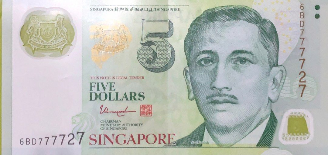 $5 note with almost solid 7 (Category: Currency) located in Singapore. Submitted by bestsk (Listing ID 1257782642, Image 1). Description: .