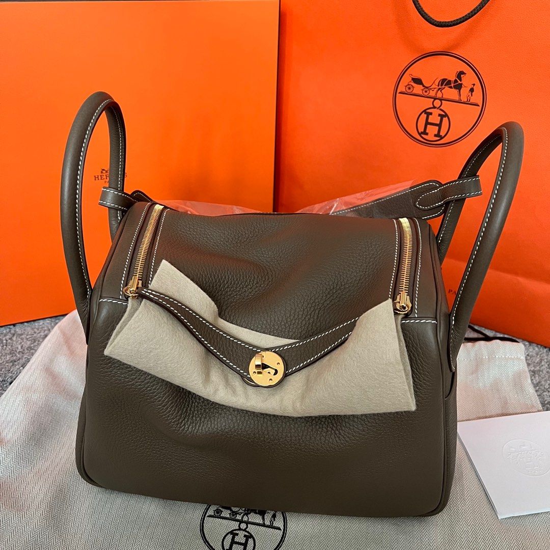 Hermes Lindy 30 Bag CC18 Etoupe Clemence GHW
