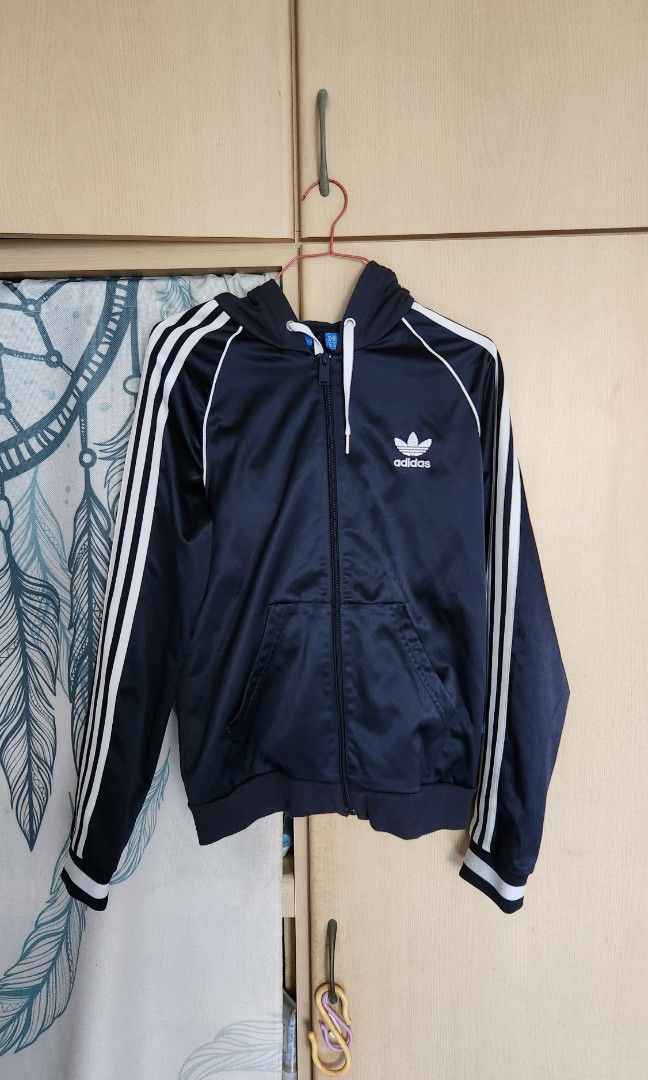 Adidas jacket hotsell dark blue