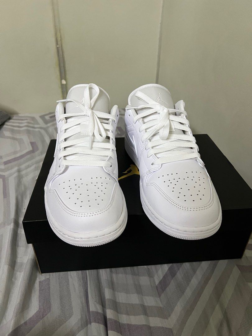 triple white air jordan 1 low