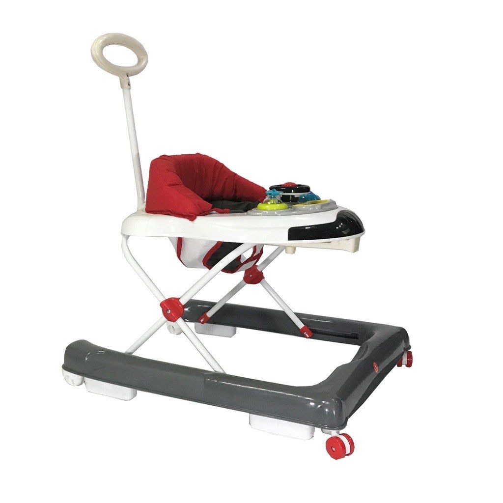 Akeeva Luxury U Shape Walker w Parent Handle Grey Babies