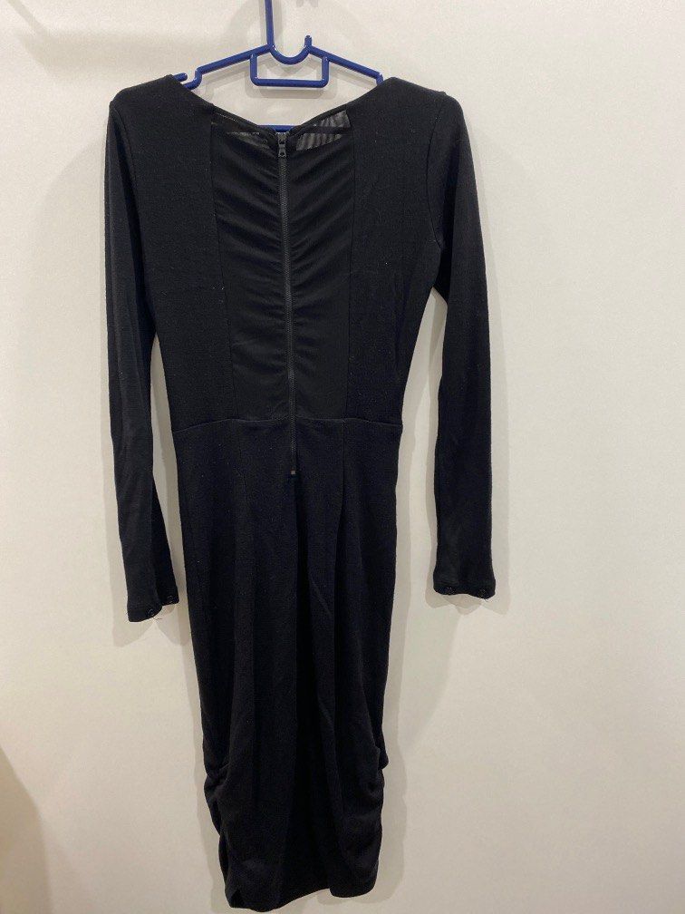 Alice and olivia long store black dress