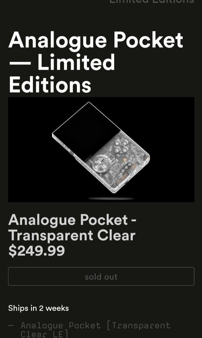 Analogue Pocket transparent limited clear, 電子遊戲, 電子遊戲機