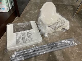 ANTILOP Highchair with tray, white/silver-colour