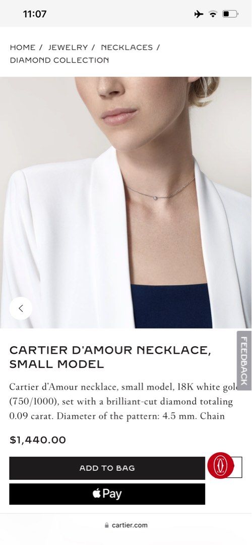 CRB7224559 - Amulette de Cartier necklace, small model - Yellow gold, white  mother-of-pearl, diamond - Cartier