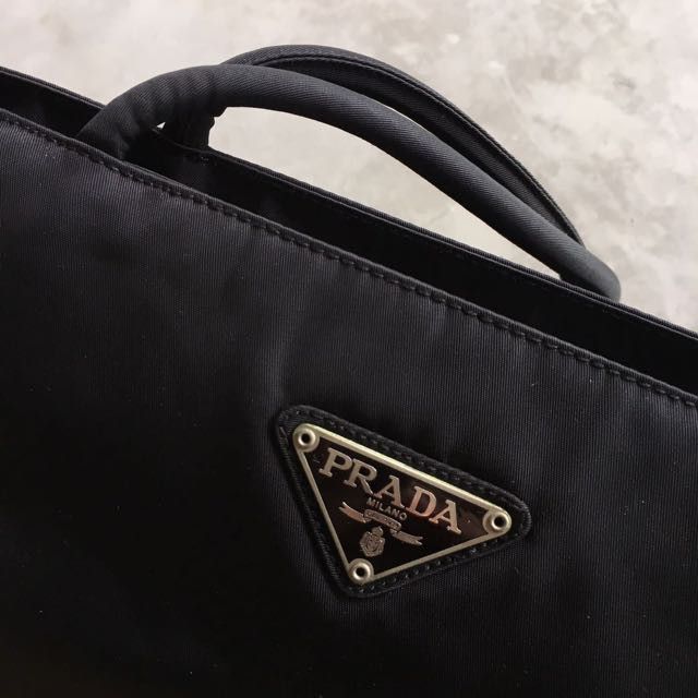 Buy [Used] PRADA Boston Bag Triangle Plate Nylon Leather Black from Japan -  Buy authentic Plus exclusive items from Japan