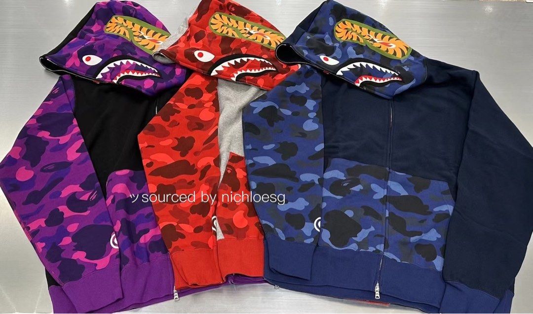 BAPE Color Camo Shark Full Zip Hoodie Purple Men's - US