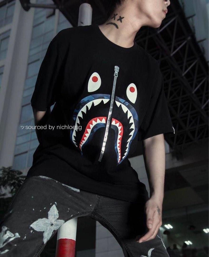 BAPE COLOR CAMO SHARK TEE Men s Fashion Tops Sets Tshirts Polo Shirts on Carousell