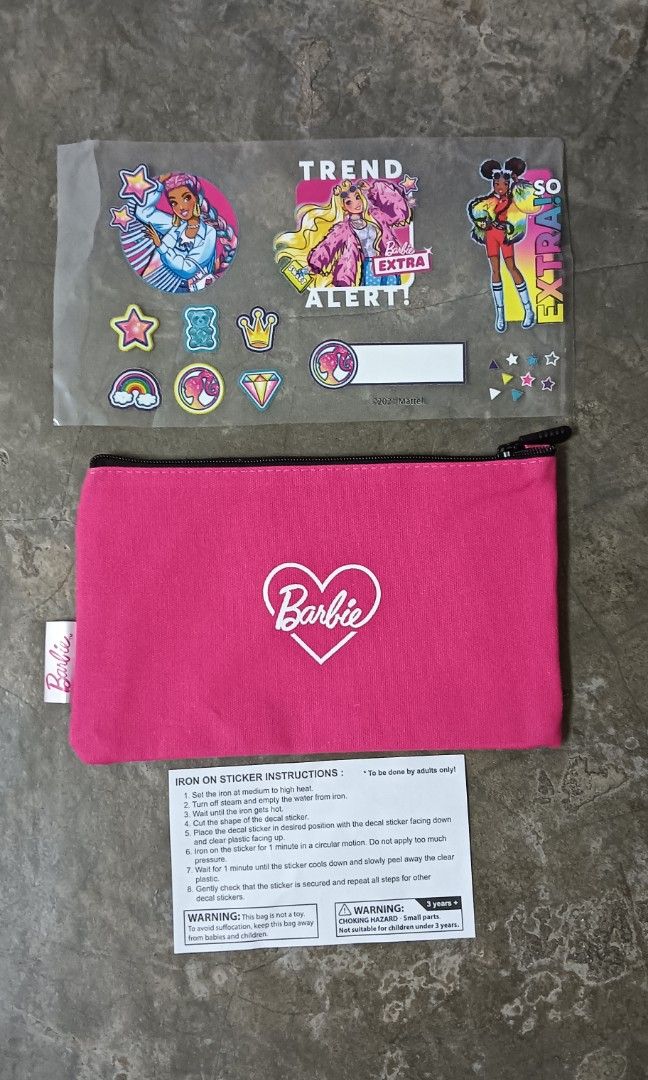 Barbie pouch with iron on decal bag Hobbies Toys Toys Games