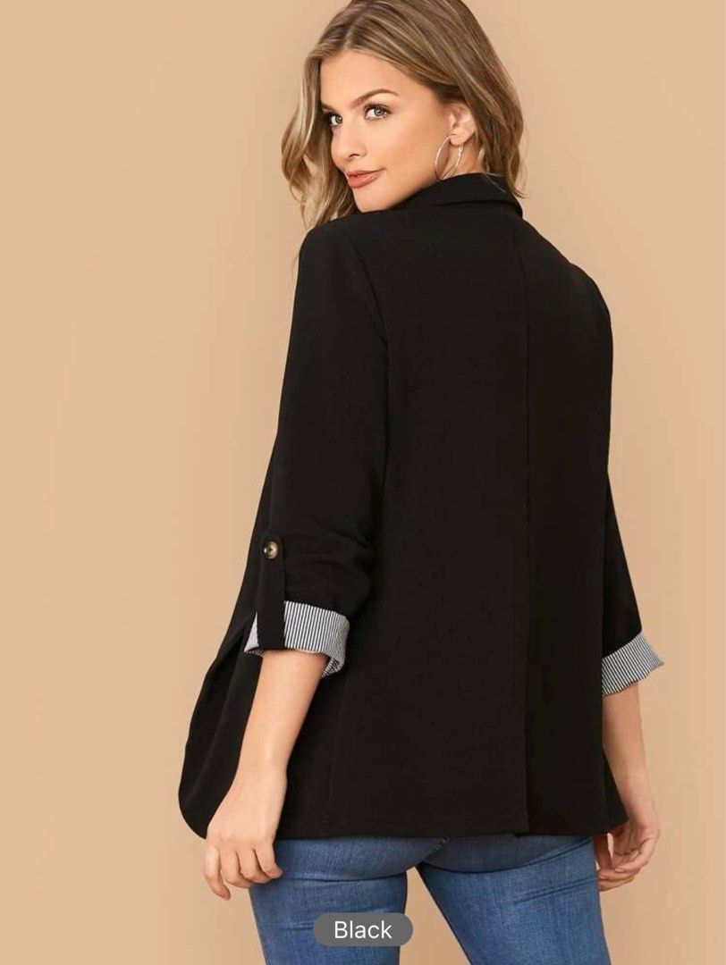 Black Blazer (Category: Coats, Jackets and Outerwear) located in Singapore. Submitted by th4thmonth (Listing ID 1257779607, Image 2). Description: Black blazer from SHEIN. Selling cause I accidentally bought an extra piece. SHEIN is selling at $24. Letting this go at $20 (fast deal @ $18 with no questions asked). .