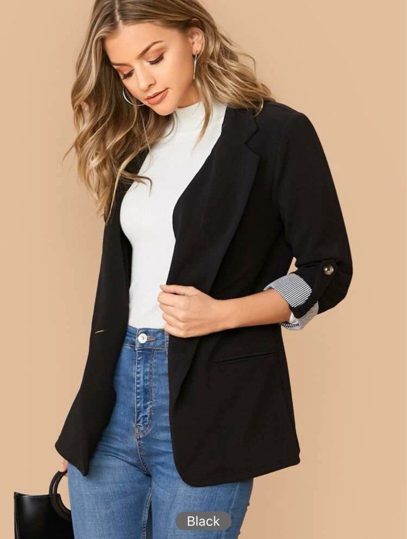 Black Blazer (Category: Coats, Jackets and Outerwear) located in Singapore. Submitted by th4thmonth (Listing ID 1257779607, Image 3). Description: Black blazer from SHEIN. Selling cause I accidentally bought an extra piece. SHEIN is selling at $24. Letting this go at $20 (fast deal @ $18 with no questions asked). .
