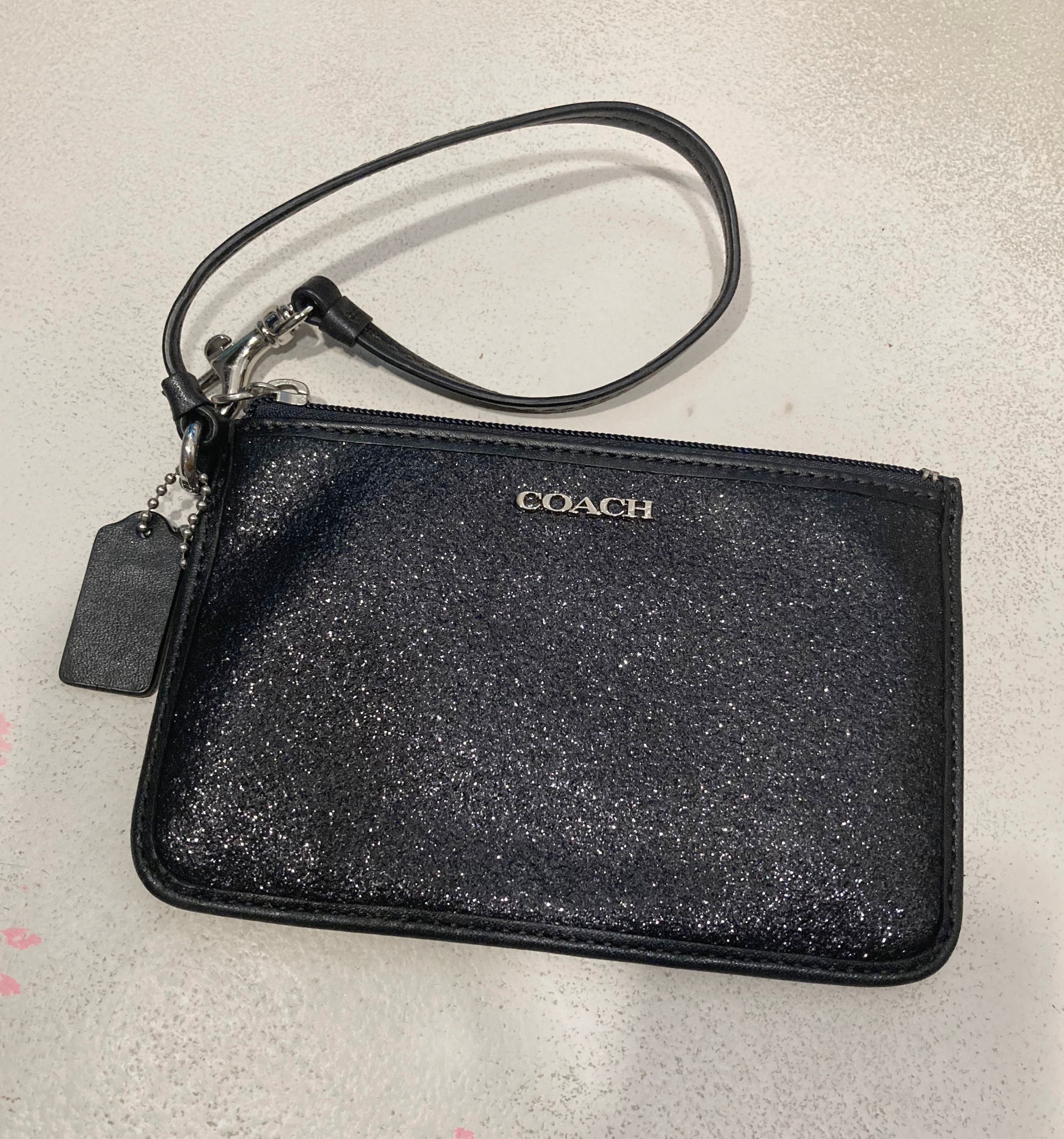 Coach black top glitter wristlet