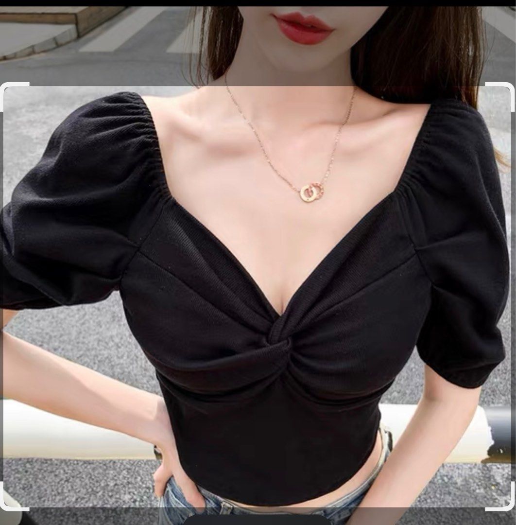 Black Twist Knot Top, Women's Fashion, Tops, Other Tops on Carousell