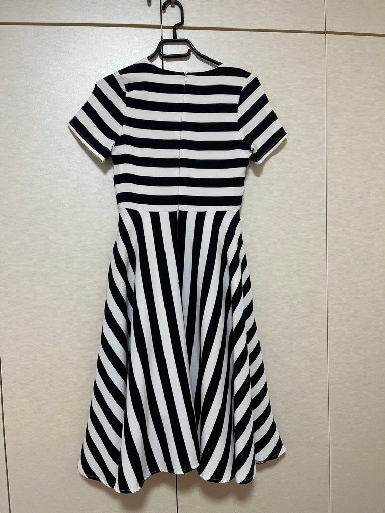 White and black striped maxi top dress