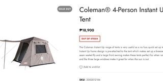 BNew COLEMAN  Instant Up 4-Person AU Version Tent