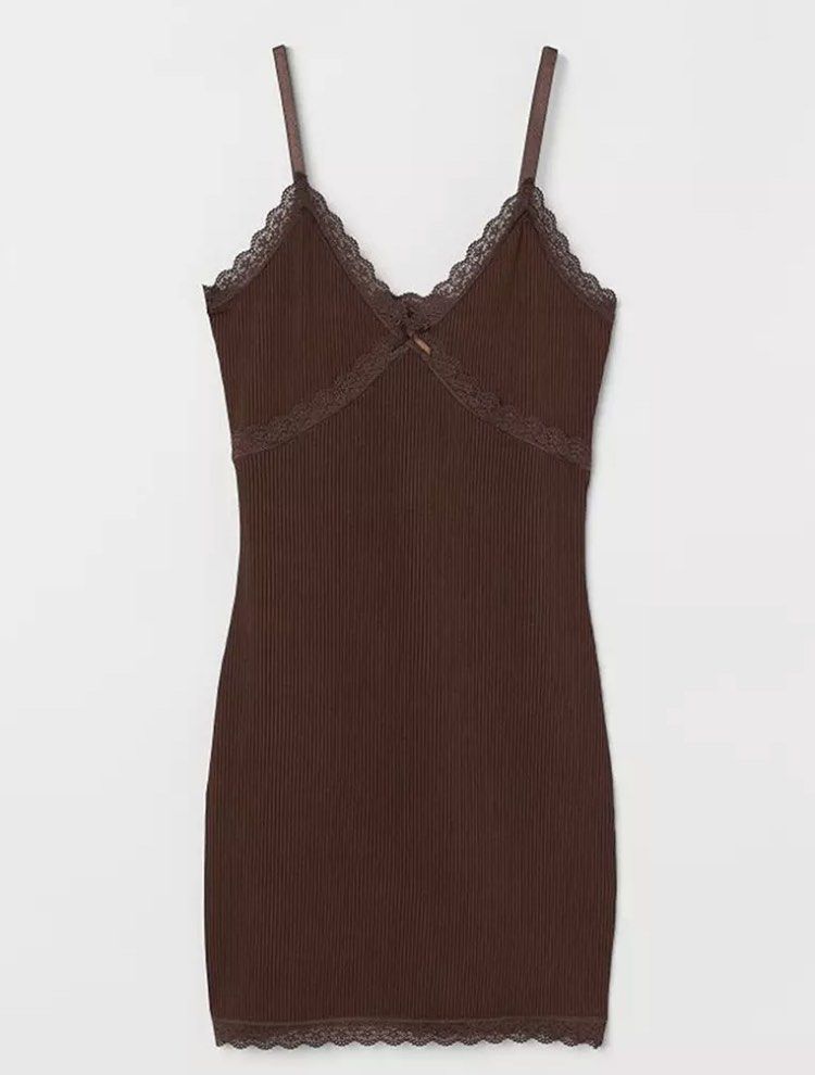 Brown H&M laced dress, Women's Fashion, Dresses & Sets, Dresses on Carousell