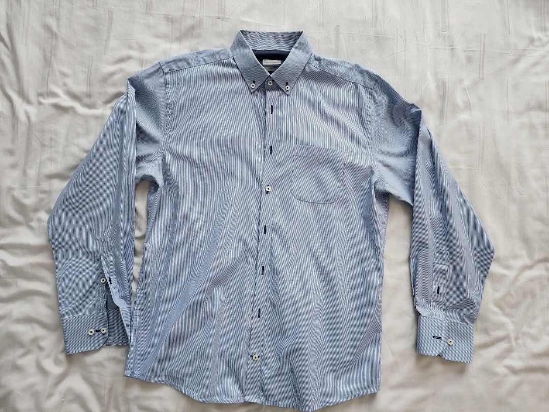 Blue M&S Collection Pure Linen Men's Shirt