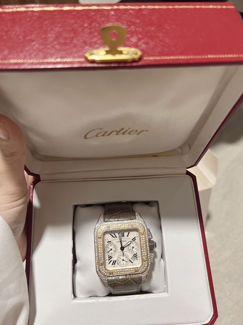gold diamond cartier watch