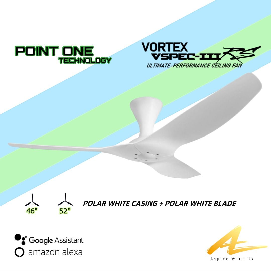 Ceiling Fan PO Vortex Smart DC Motor White 46' 52