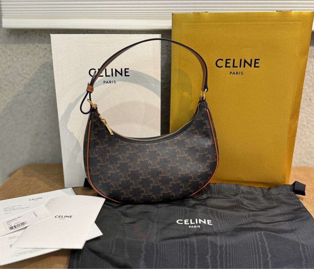 CELINE Triomphe Canvas Ava Triomphe Bag in Triomphe Canvas and calfskin  (114492BZJ.04LU) in 2023