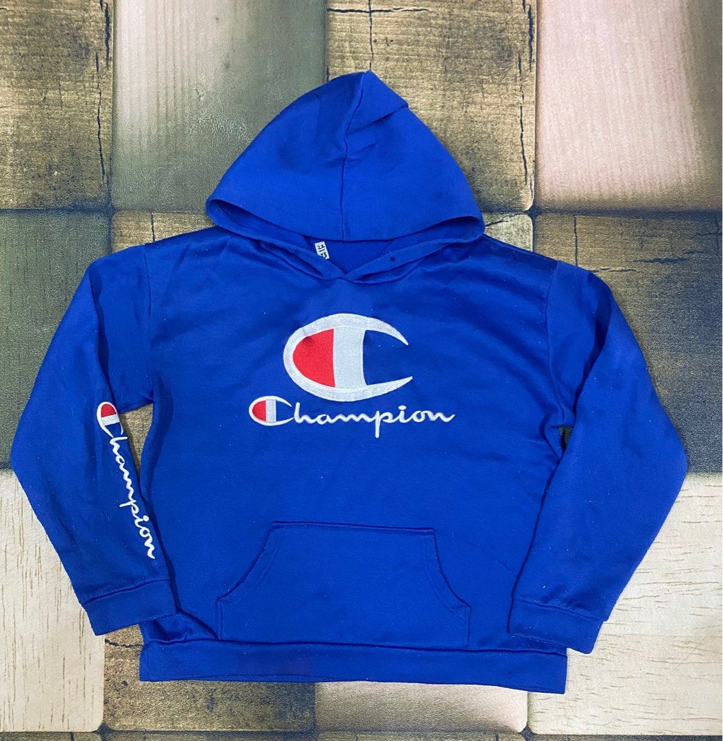 Blue champion hoodie kids discount