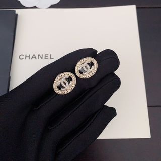 國際精品CHANEL 香奈兒橢圓鏤空菱格雙C時尚百搭耳釘 代購服務