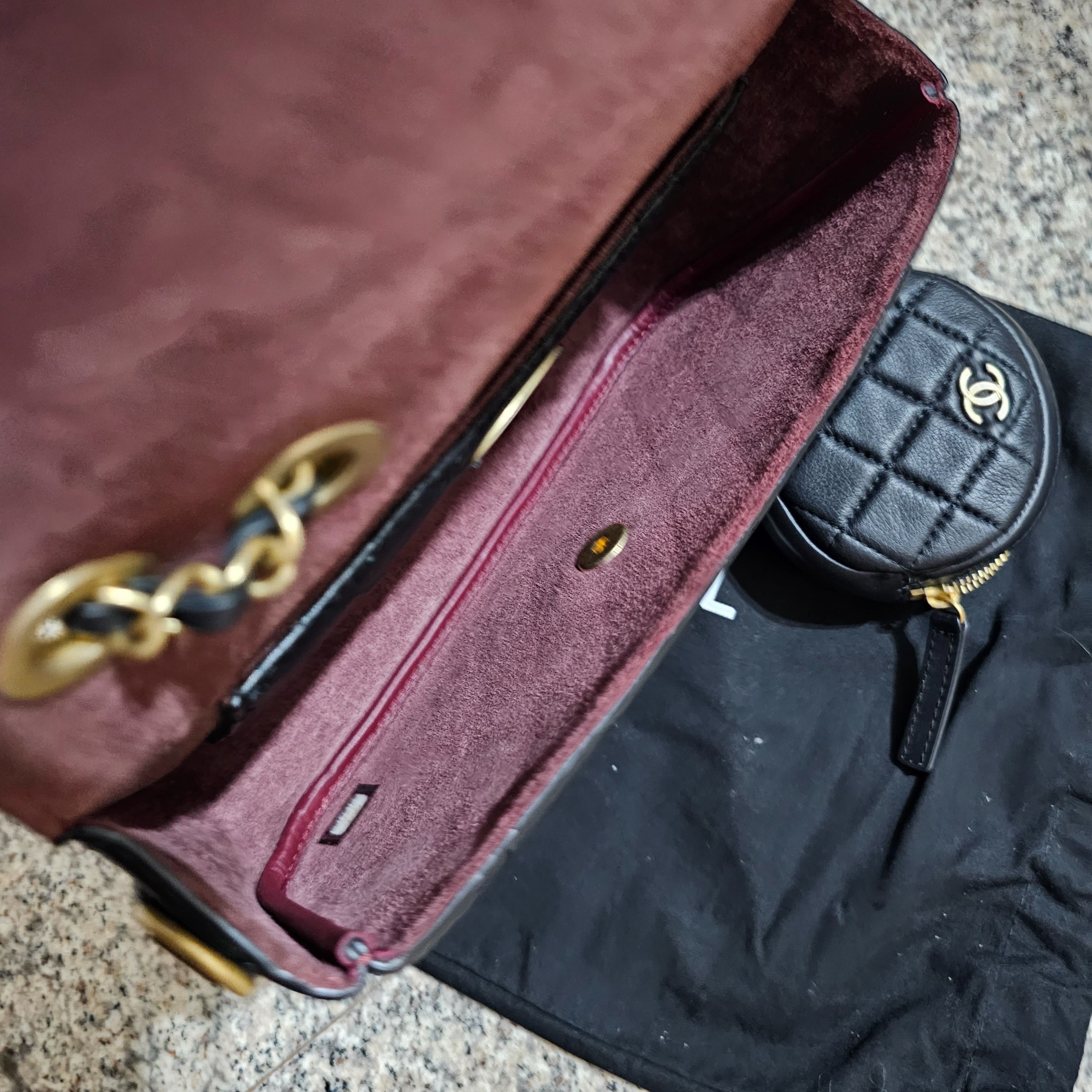 Authentic Chanel Calfskin Medium Flap Bag with Coin Purse, Luxury