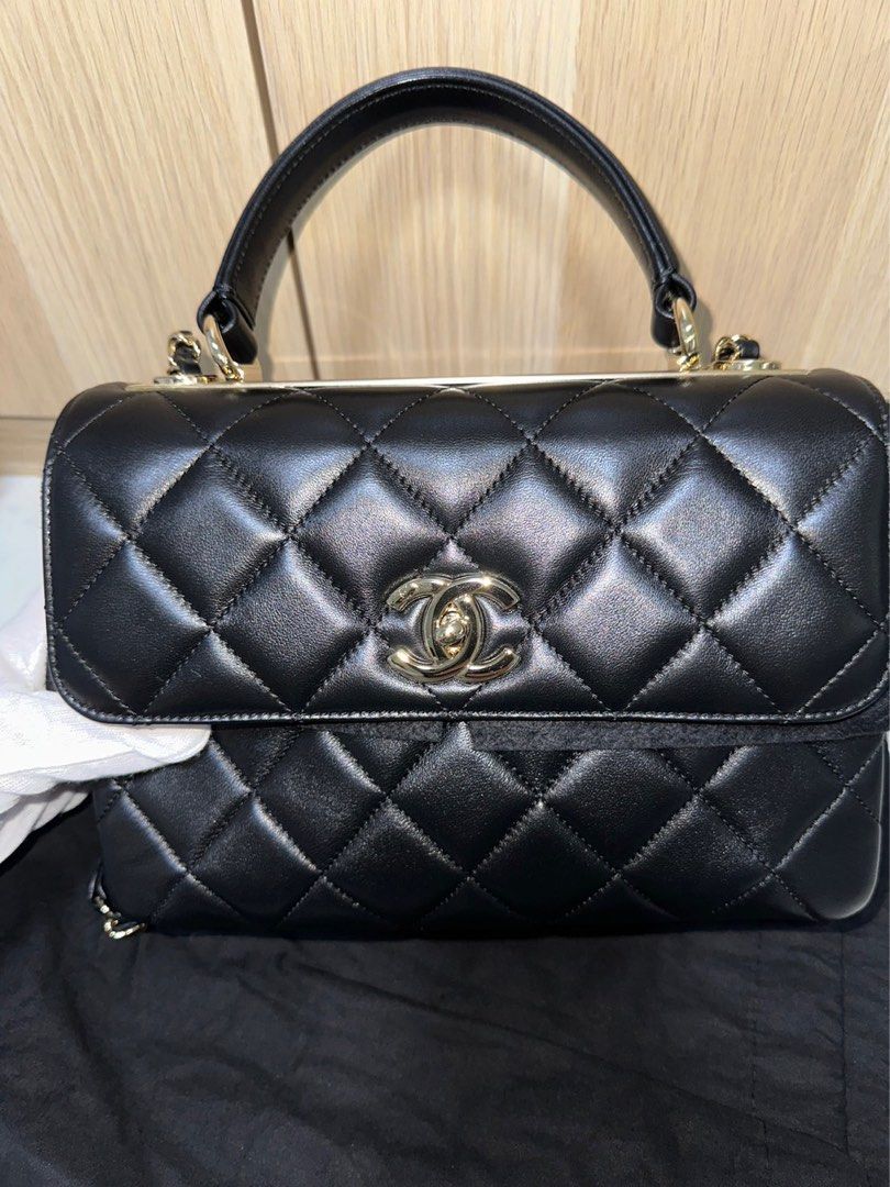 CHANEL Lambskin Quilted Small Trendy CC Flap Dual Handle Bag Grey 1149008