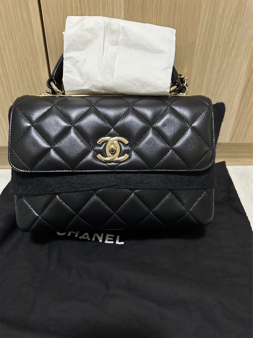 Chanel Black Quilted Lambskin CC Phone Holder Gold Hardware, 2021 (Very Good), Womens Handbag