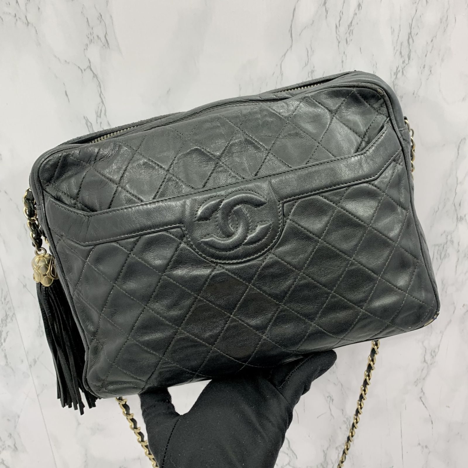 CHANEL Quilted Matelasse GST Caviar Gold Chain Grand Shopping Tote