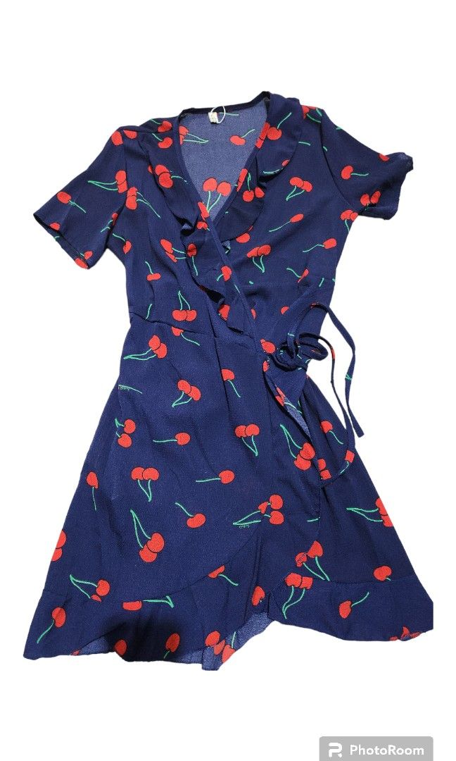 Cherry Wrap Dress - Teal main image 1