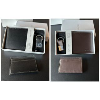 CK Men's Wallet with Card Holder & Key Fob (Black & Brown)