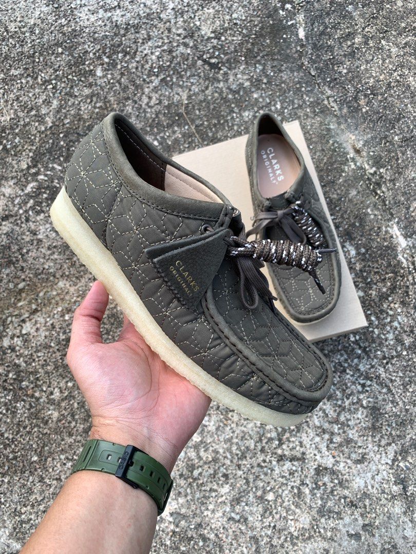 CLARKS ORIGINAL WALLABE QUILTED OLIVE