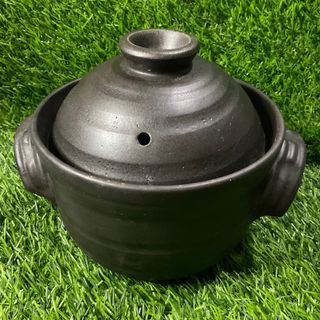 Claypot Donabe Black Daikoku Nabe Furnace Bankoware Rice Curry Stew Hot Pot Double Lid Cover Fire Proof Heat Resistant 7” x 7” inches - P850.00