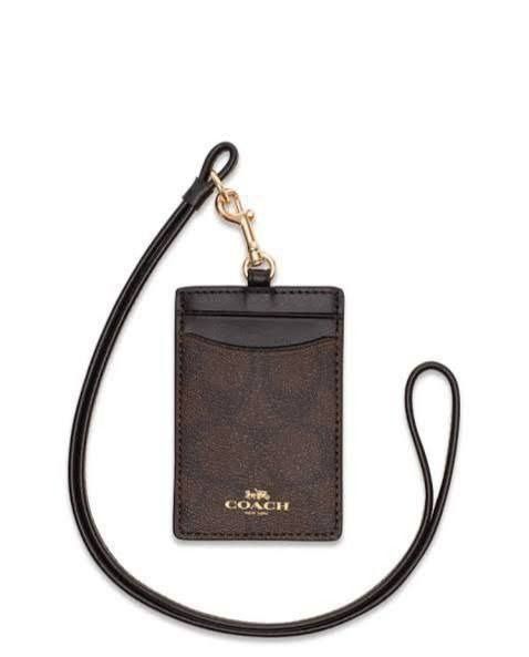 NEW COACH 63274 SIGNATURE BROWN Lanyard ID BADGE Holder NWT Original COACH  PKG